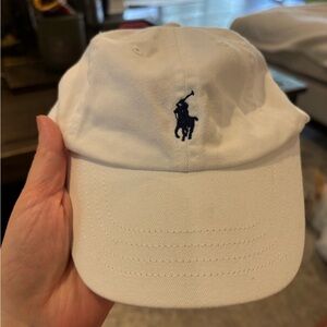Baby Ralph Lauren White Cap with Navy Logo